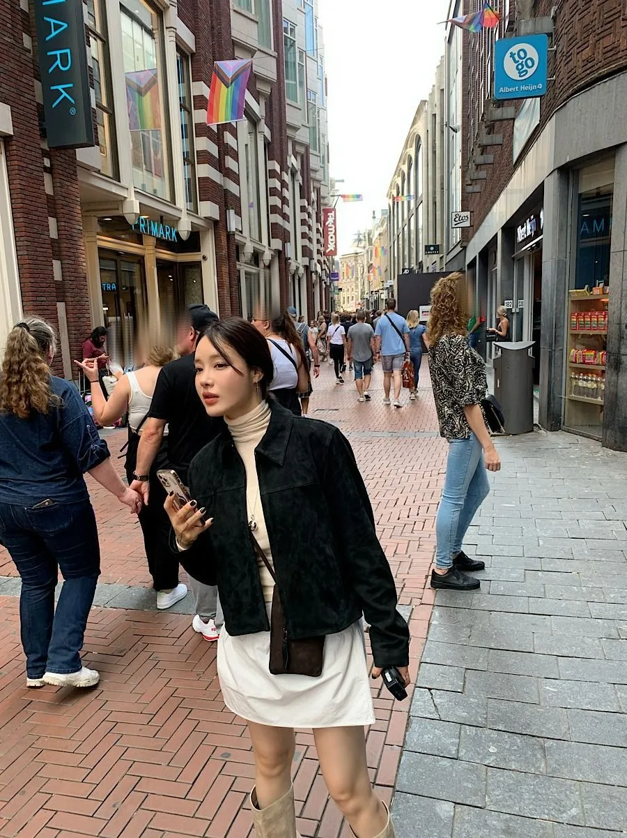 Koreanischer Chic 2026 Herbst Neuer Stil Stehkragen Kunstleder-Samt-Jacke mit Reißverschluss Coole Kurze Mantel-Oberteile für Damen – Detail 13