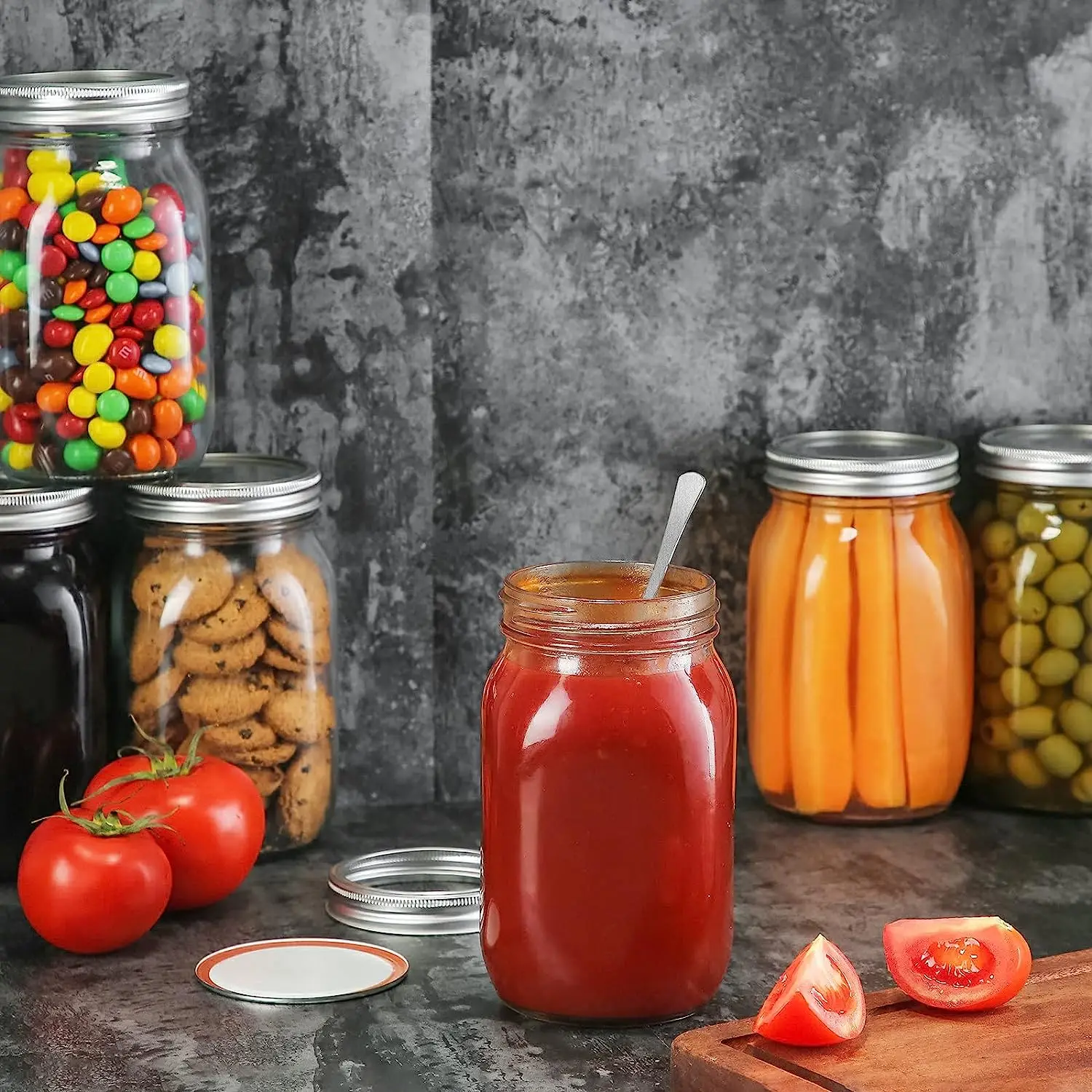 14oz Wide Mouth Mason Jars with Airtight Lids and Bands for Preserving, Jam, Honey, Jelly, Wedding Favors, Sauces, Meal Prep