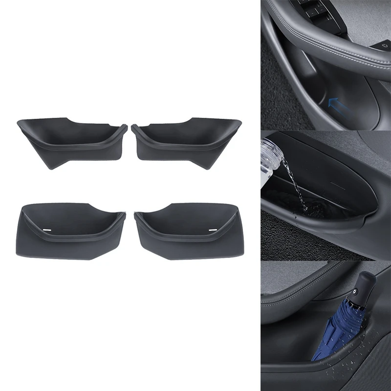 For Tesla Model 3 Highland 2024 Door Storage Box Door Handle Armrest Tray Storage Box Silicone Cover