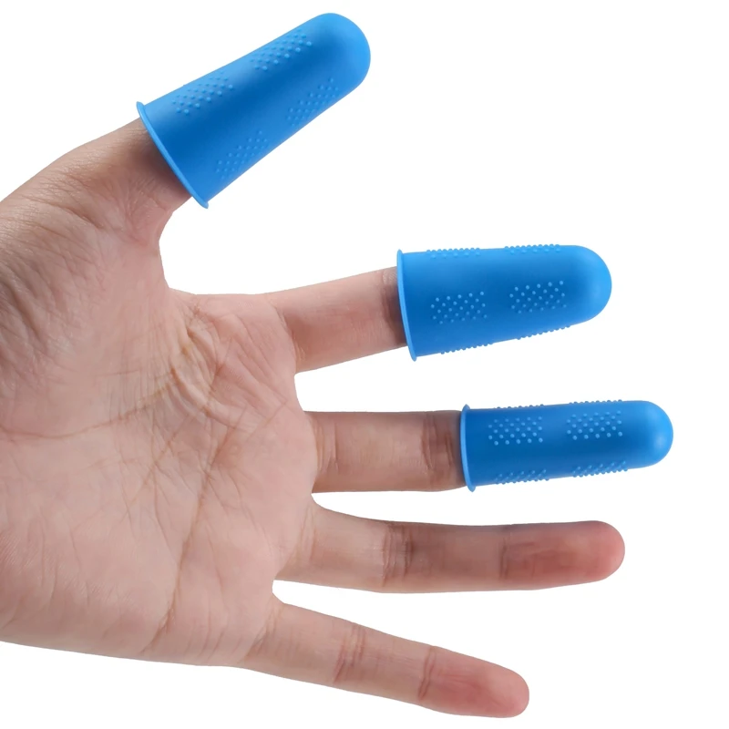 12 Pieces Finger Cots Silicone Finger Protection Covers Caps Fingertip Protectors Heat Resistant Finger Sleeves 3 Sizes