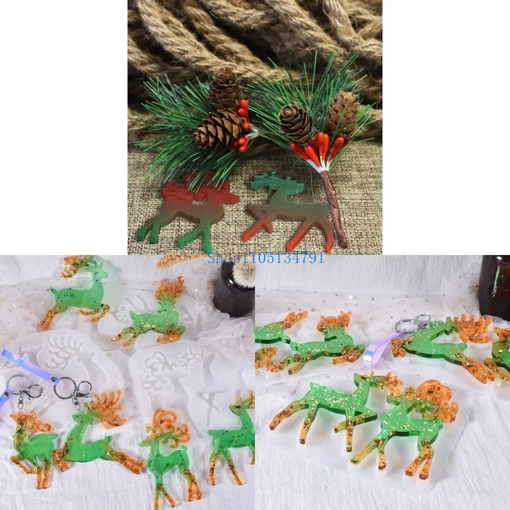 98km Christmas Resin Mold with Hanging Hole Decor for Keychain Jewelry Making Pendant