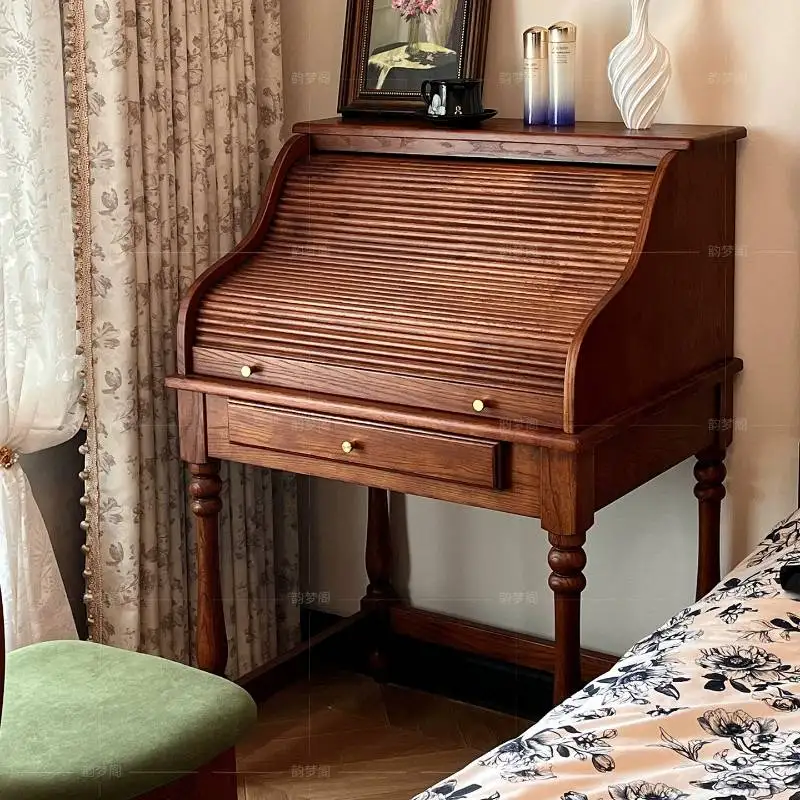 

Brown Sliding Vanity Desk Drawers Storage Antique Organizer Dressing Vanity Desk Bedroom Compact Tocador Maquillaje Furniture