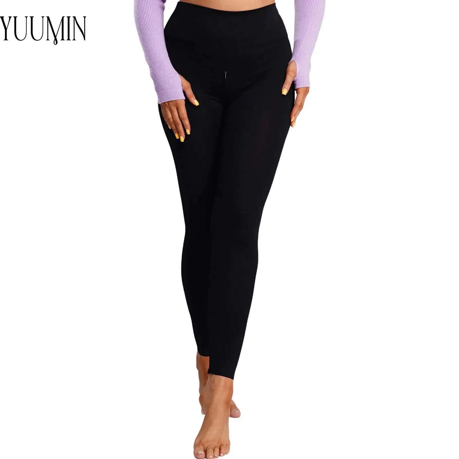 

Women Sports Bottoms Invisible Zipper Crotch Leggings High Waist Stretchy Workout Pants for Yoga Running Gymnastics Ballet Dance