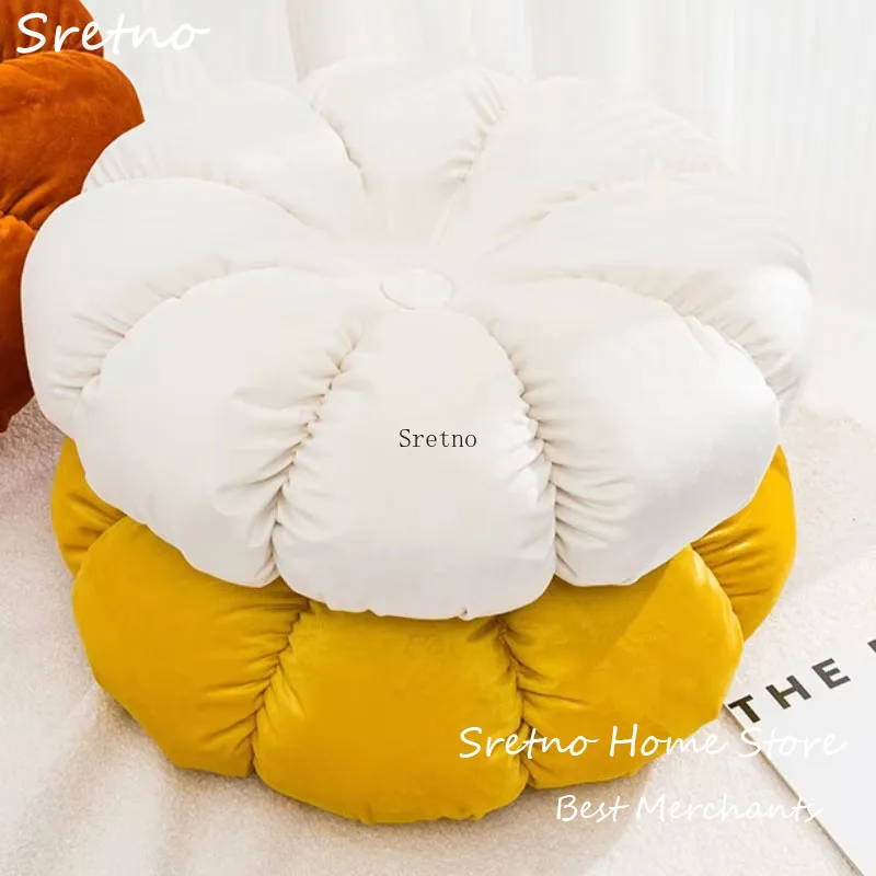 

Nordic Halloween Home Decorations Cushions Dutch Velvet Pumpkin Pillow Handmade Pleated Office Chair Cushion Bay Window Cushions