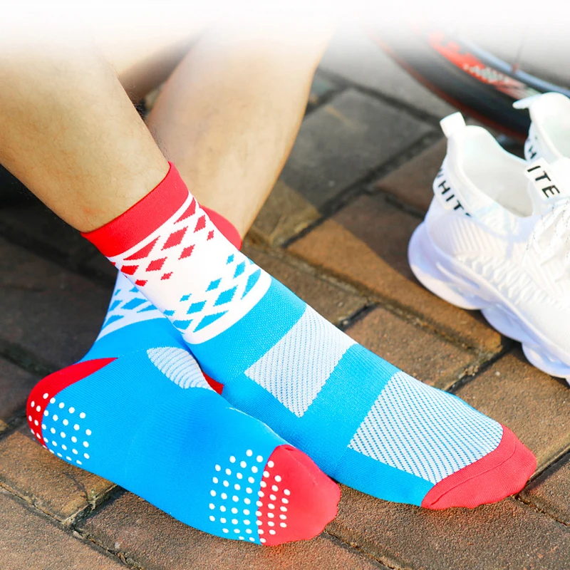 Calcetines de ciclismo para hombre y mujer, medias profesionales de tubo medio, antideslizantes, transpirables, resistentes al desgaste, para deportes al aire libre