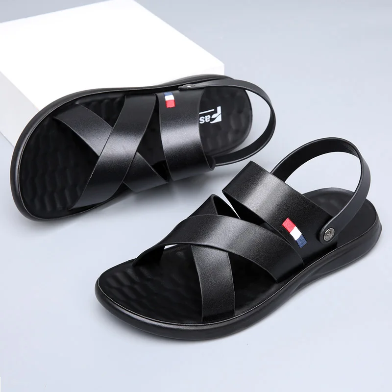 Summer Brand Men\'s Sandals Fashion designer sandals Beach Leather Sandals mens High Quality Outdoor Casual Shoes big size：38-48