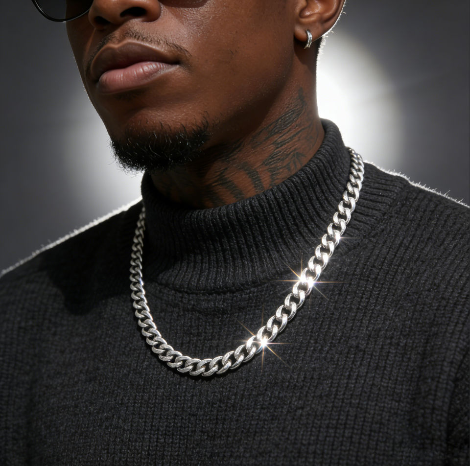  6/8mm Men's NK6DC 316L Stainless Steel Cuban Necklace,Gothic Y2K American Retro Waterproof Jewelry Neck Decoration Bulk Price 