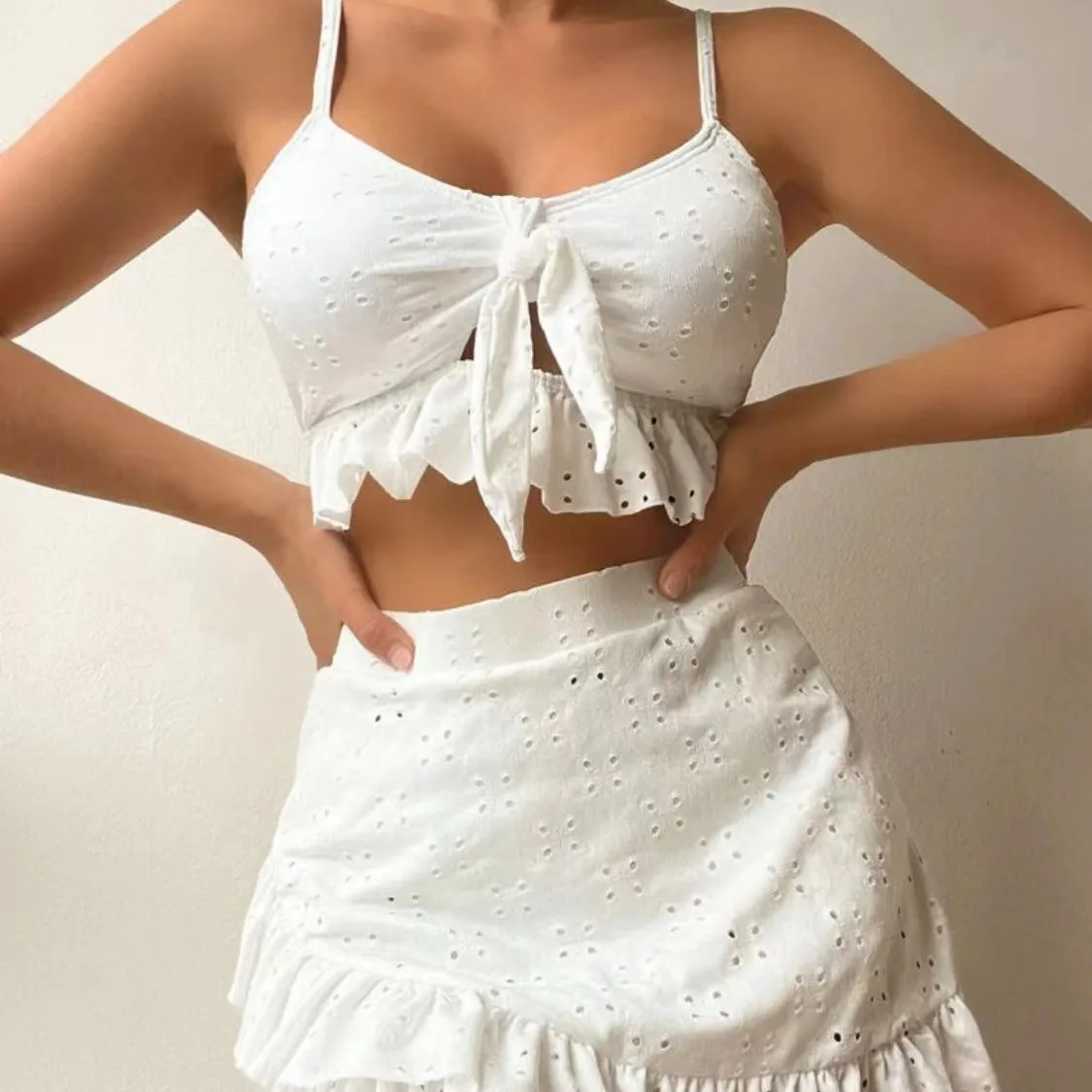 

New Womens Swimsuit Split Hip Skirt Three Piece Beach Skirt Bikini Swimsuit for Women