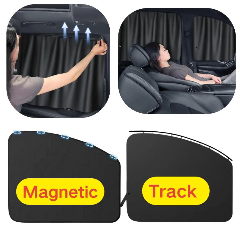 

Car Window Privacy Curtain With Magnetic Or Rail Mount For Rest Universal UV Protection Car Window Sun Shades Car Accessories