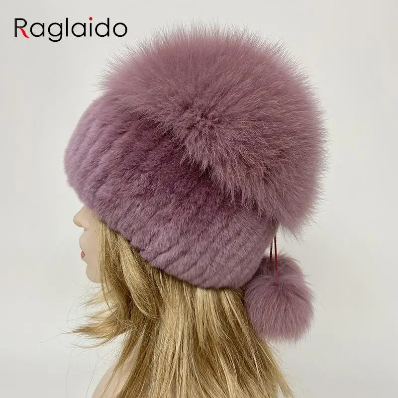 

Fur Hats for Women Winter 2023 Hot Russia Style Warm Pompom Balls Hats Outdoor Soft Elastic Snow Cap