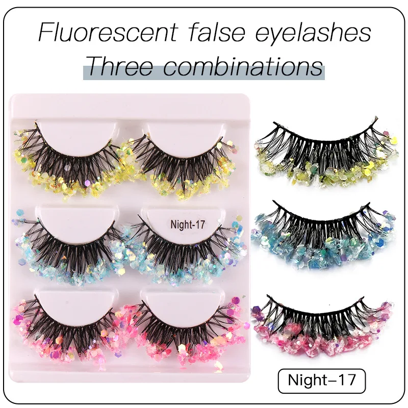 6 pairs Sequin Party Women Dramatic False Eyelashes Glitter Colored Eyelashes Lashes Extension Makeup Eye Tail Fake Eyelashes