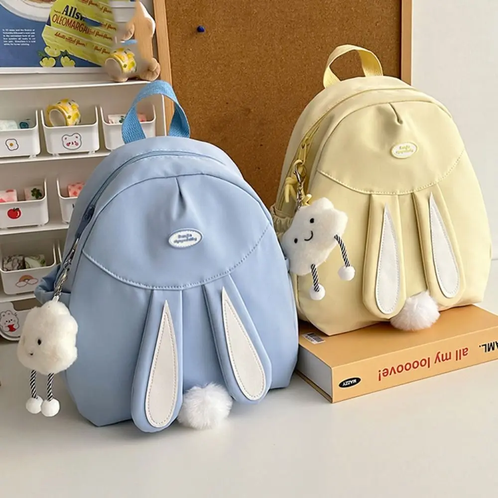 

Durable Canvas Backpack Cute Preppy Style School Bag Rabbit Ear Student Backpack Girls