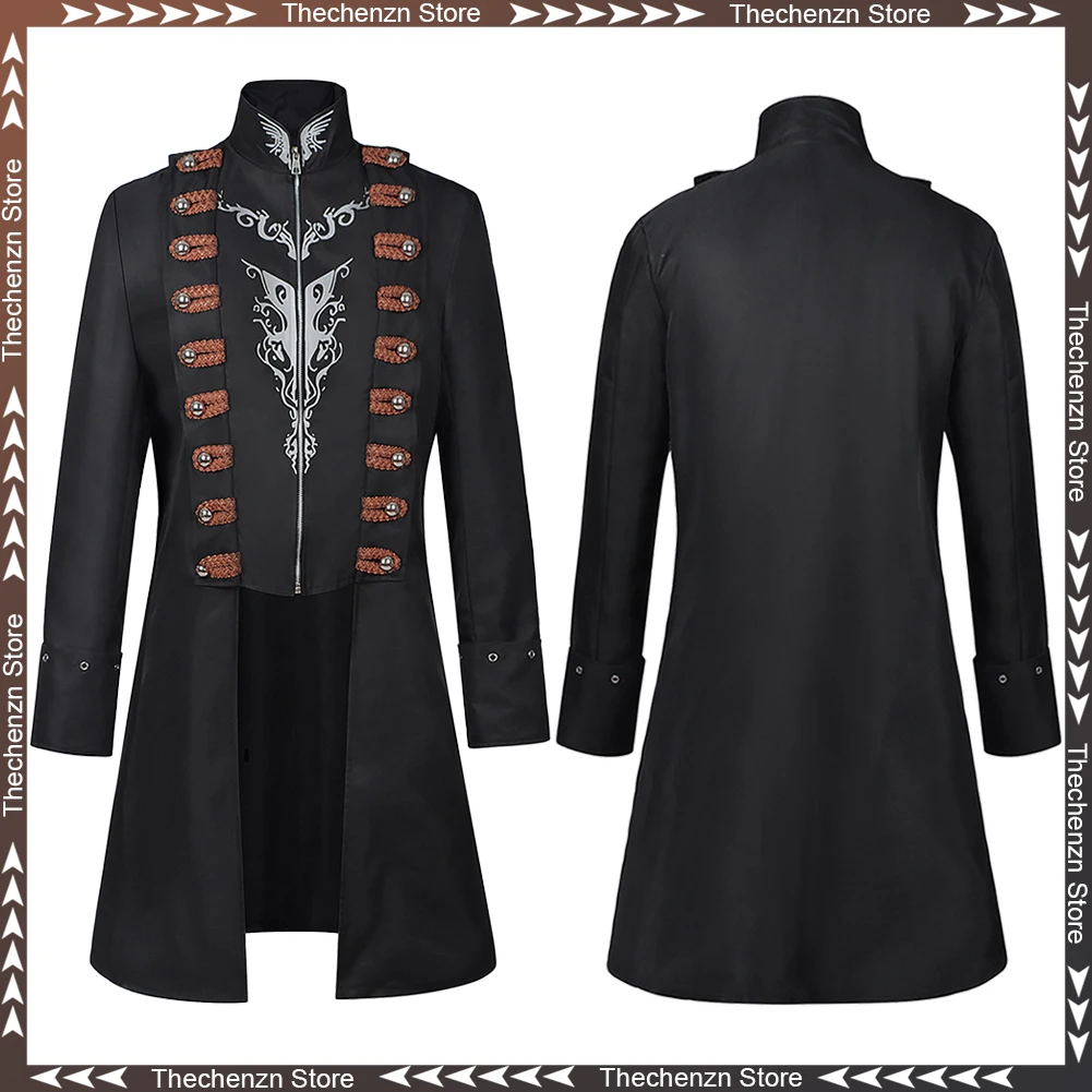 

Wholesale Medieval Knight Cosplay Role Play Gothic Trench Coat Victorian Men Costume Halloween Male Fancy Dress Up Party Clothes