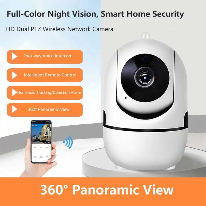 

Mini Wifi IP Camera Auto Tracking Full Night Vision Network Wireless CCTV Video Baby Security Camera Smart Home（No Card)
