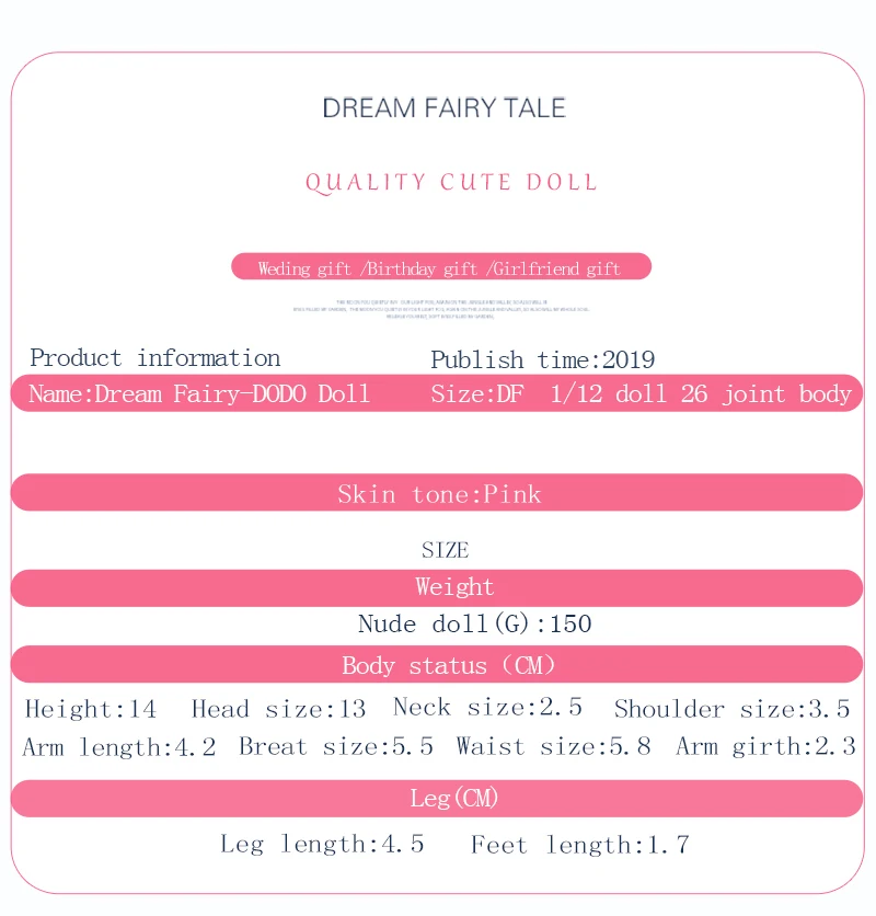 Dream Fairy 1/12 BJD DODO Puppe 14cm Mini-Puppe mit Gelenk-Körper Niedliches Spielzeug Engel-Überraschung Ob11 – Detail 2