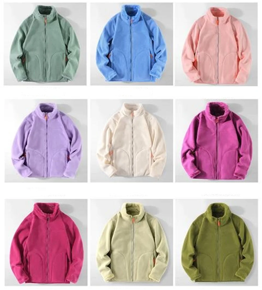 Double-Sided Polar Fleece Jacket Men And Women\'s Casual Top Autumn Winter Outdoor Hiking Thick Thermal Polartec Fleece Coat