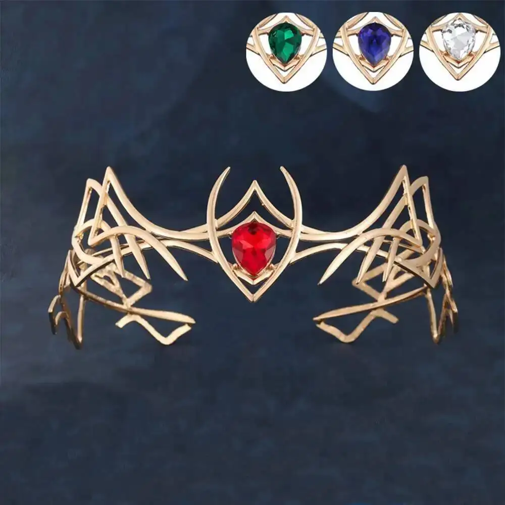 

Ретро браслет для волос с красным листом, женский кристалл, трансграничная русская богиня, воин, сплав, карнавальный костюм, головной убор на Хэллоуин для мужчин