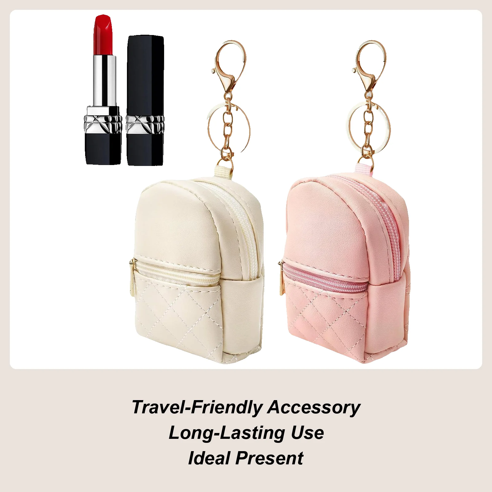 

Keychain Backpack 2 Pieces Purse Charm Earbuds Pouch Small Backpack Keychain Charm For Kids Women Girls Lipstick Cosmetic Earbud