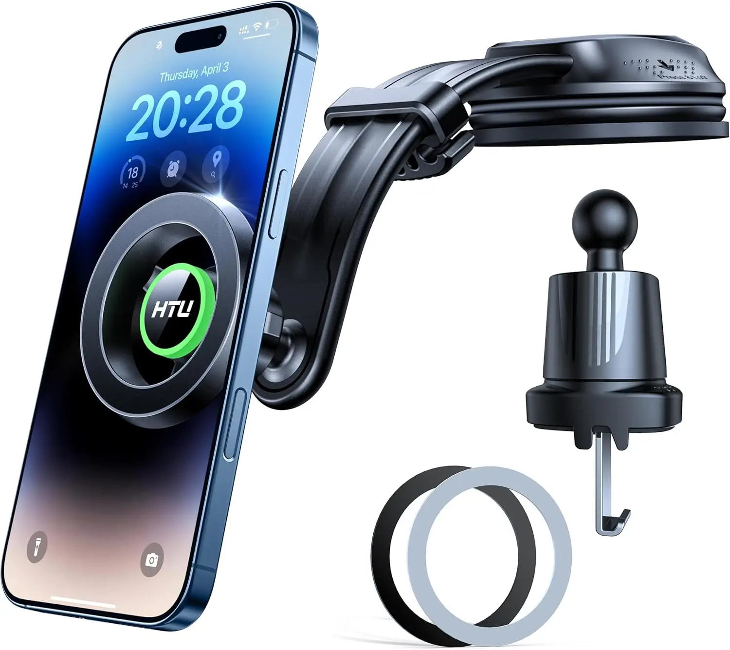 

Модернизированное автомобильное крепление MagSafe 2026, магнитный держатель для телефона 5-в-1 для iPhone 16/17, сильный магнит и присоска, зеленый