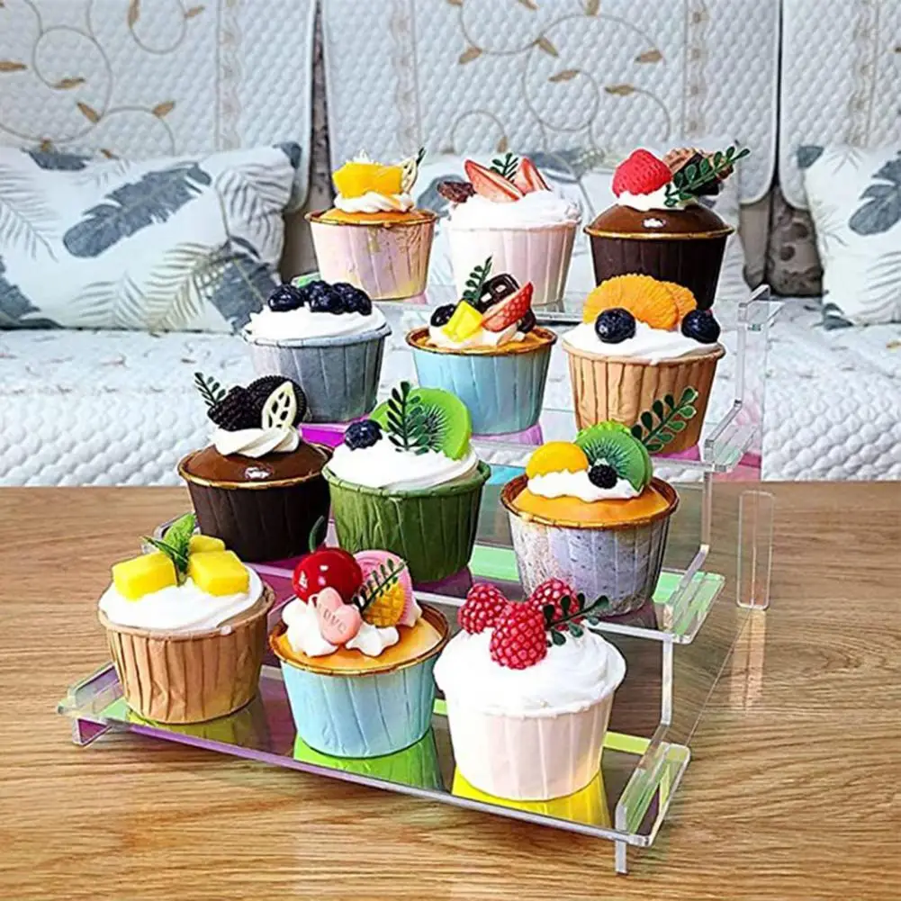 Capacity Display Stand Color-changing Display Stand Vibrant Rainbow Ladder Display Rack for Perfumes Cupcakes for Countertops