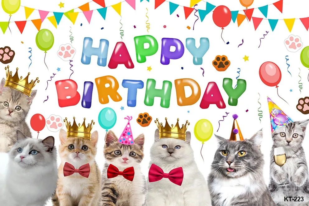 خلفية التصوير الوردي هريرة الحيوانات الأليفة باو القط حفلة عيد ميلاد القط مالك الأطفال كعكة الجدول ديكور خلفية استوديو الصور