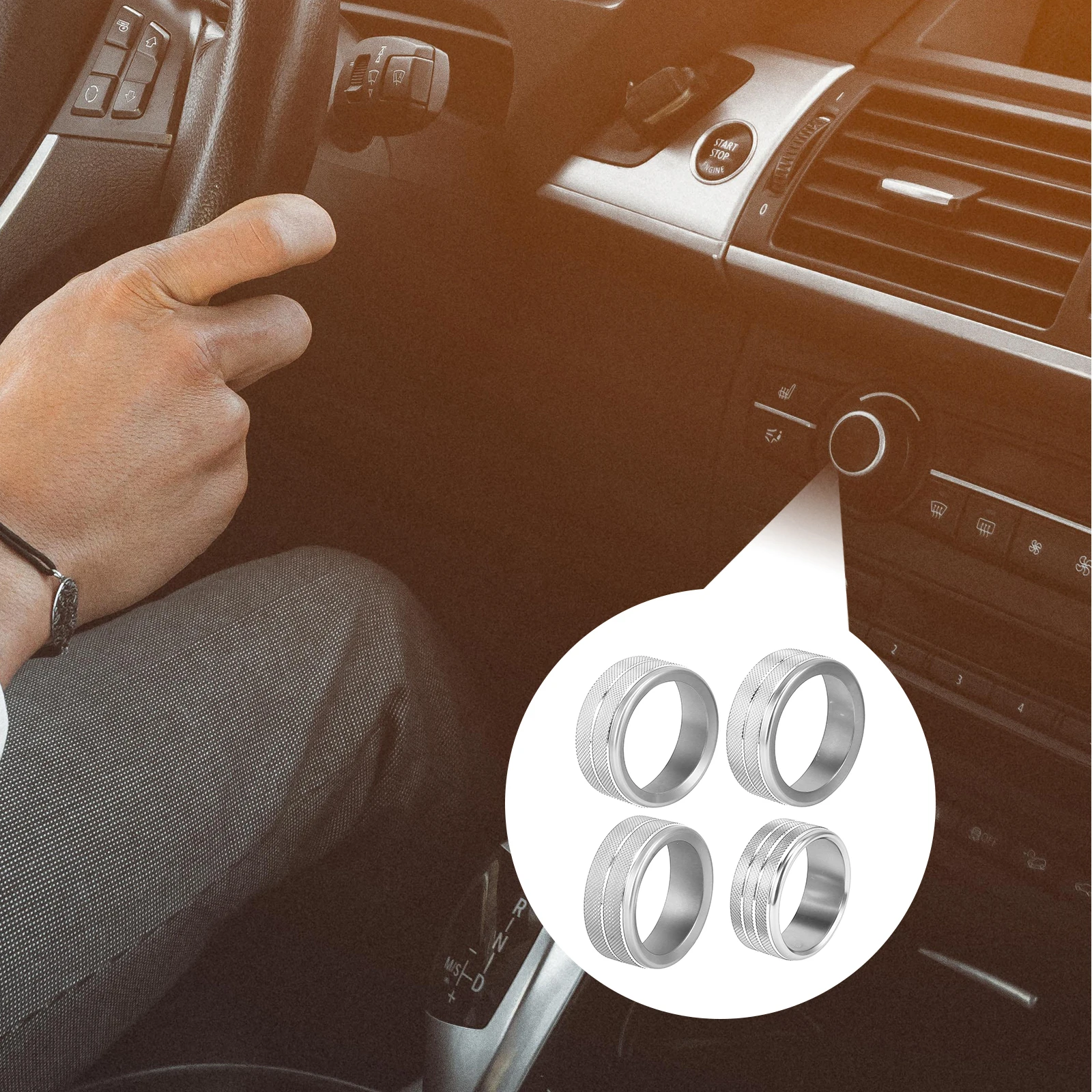 4 Pcs Air Conditioner Switch Knob Cover Ac Decorate Car Conditioning Button Trim Aluminum Alloy Knobs
