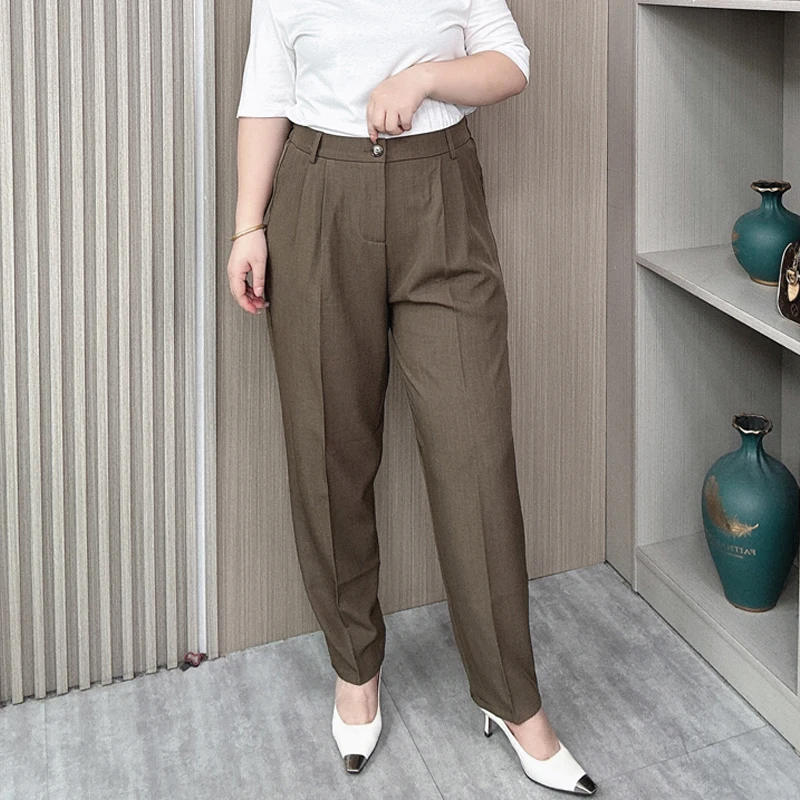 Women's High Waist Tailored Trousers, Professional Casual Suit Pants, Plus Size, Spring, Autumn, New, 7466