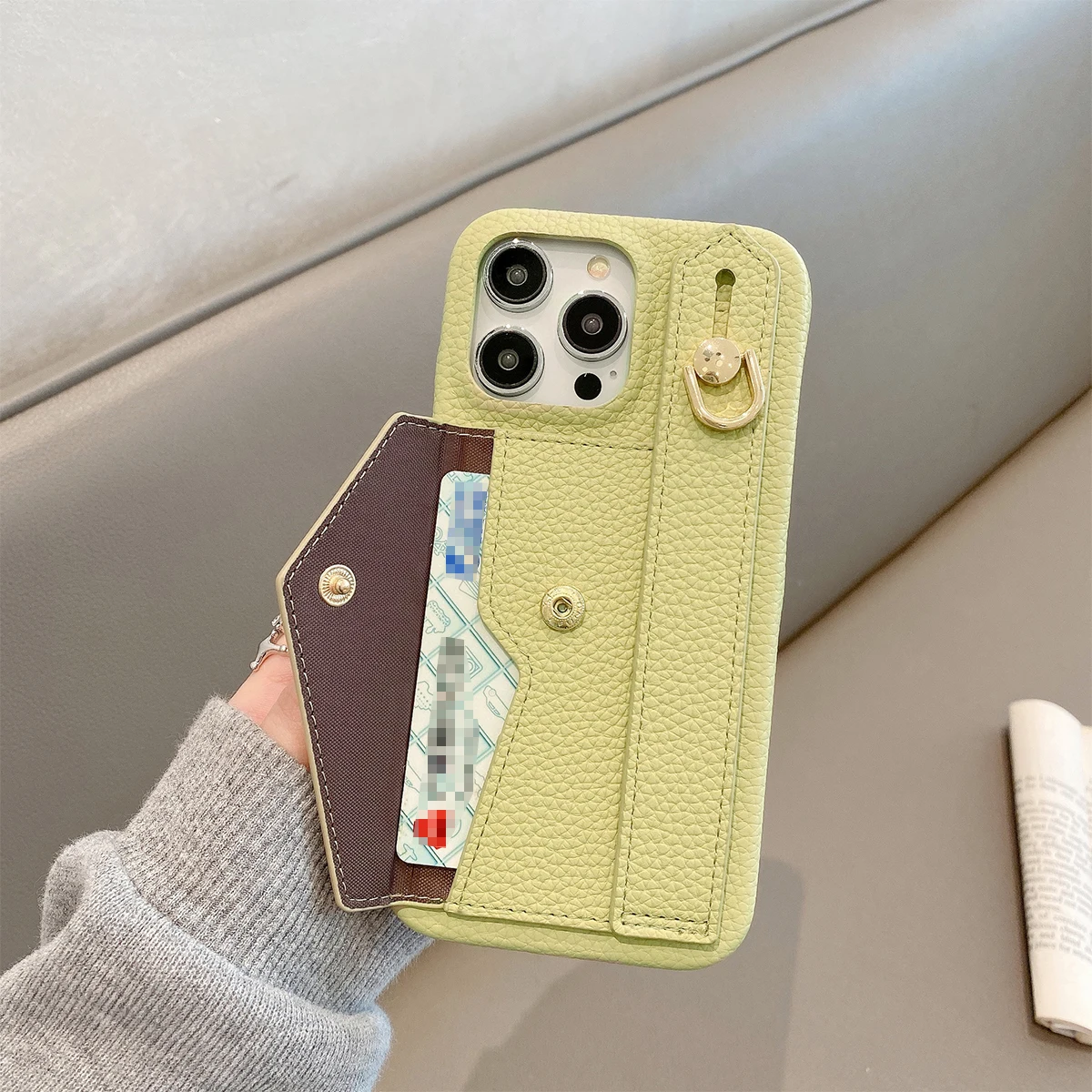 Wrist Strap Wallet Leather Case For iPhone 15 14 13 12 11 Pro Max Luxury Card Holder Protective Cover