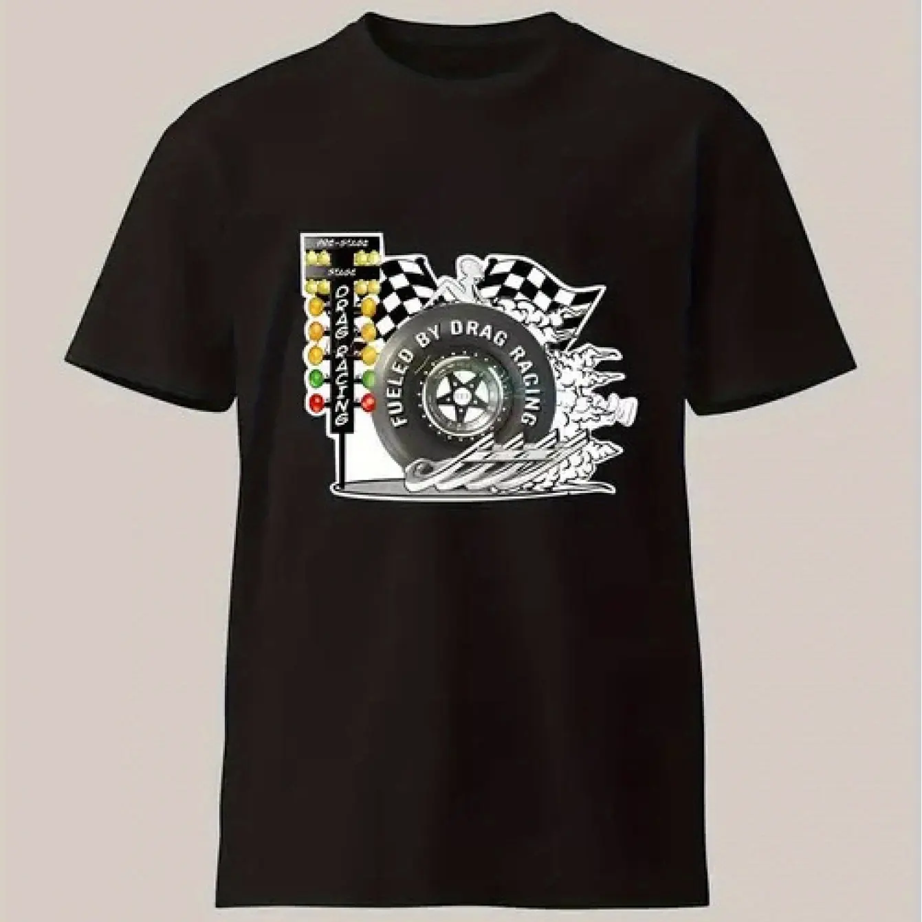 

All Season Clothing Men's Retro Racing T-Shirt - 100% Cotton Loose Version Plaid Flag Classic Car