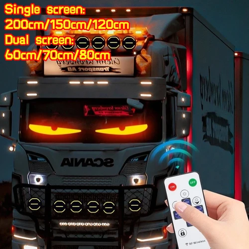 Luz LED de ojo del diablo para camión, Panel de píxeles de matriz, luces ambientales para coche, Control remoto plegable suave para parabrisas de tablero, 12V, 24V