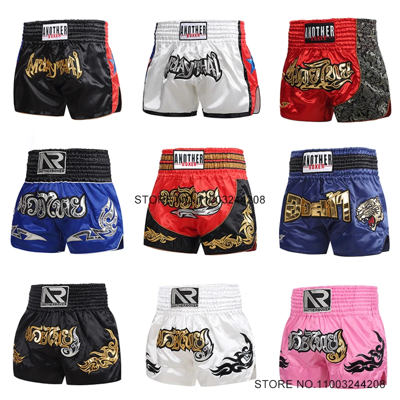 Muay Thai Boxing Shorts Adults Kids Stylish Kickboxing Pants Men Women Satin MMA Combat Martial Arts Gym Sport Exercise Trunks