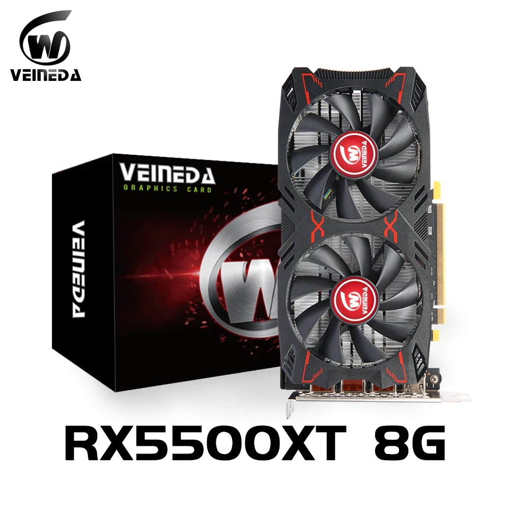 VEINEDA RX5500XT 8G PC Gaming Video Card 8GB 128Bit GDDR6 GPU rx5500xt 8g Desktop Video Cards For Computer ETH Mining
