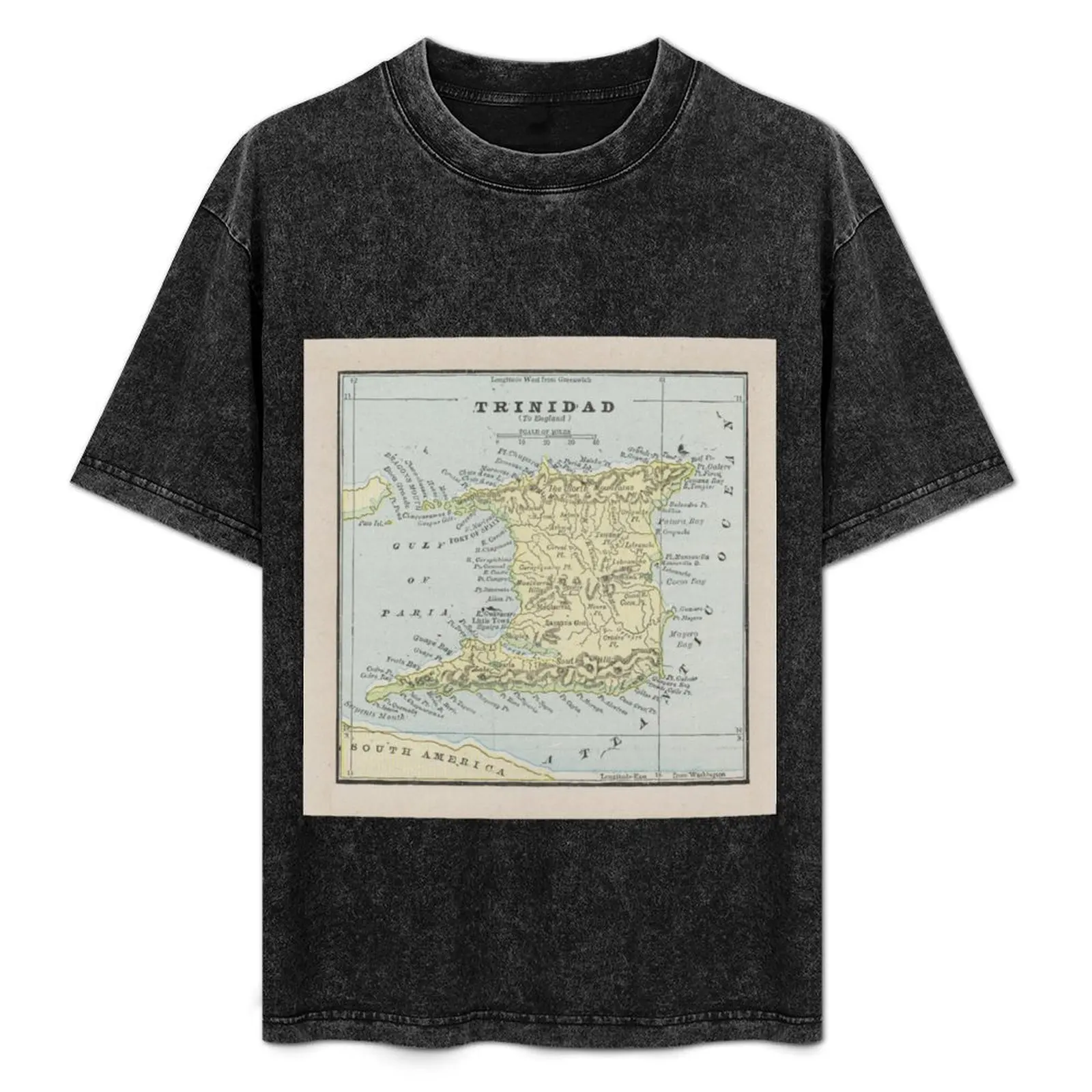 

Vintage Trinidad Island Map (1901) T-Shirt Casual Daily Graphic Tee