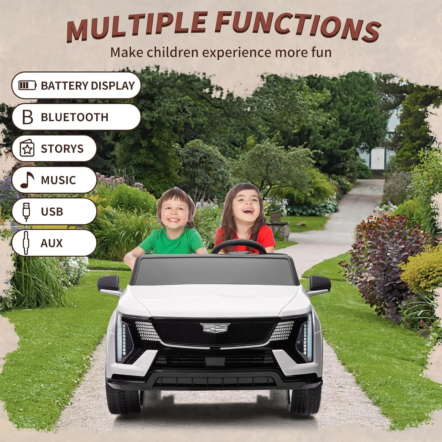 Samochód do jazdy 24 V, pojazd elektryczny ze zdalnym sterowaniem, 2-miejscowy, 4-kołowe amortyzatory, płynny start, światła LED dla dzieci