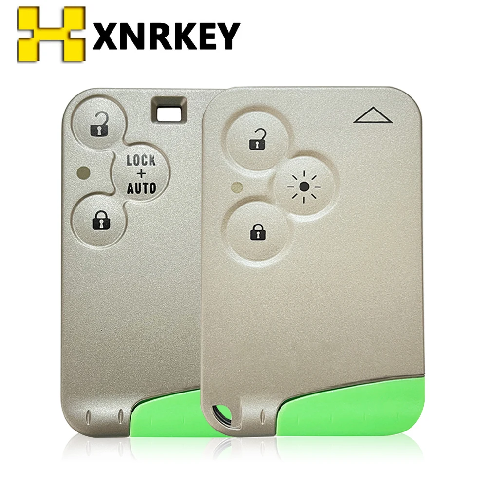 XNRKEY 3 Button/Lighting Button Remote Card Shell for Renault Laguna Card Key Shell With Green Blade