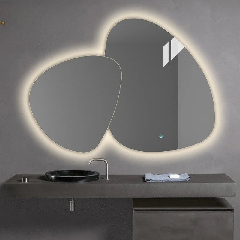 

Smart bathroom mirror simple bathroom luminous mirror led hand washing irregular special-shaped mirror
