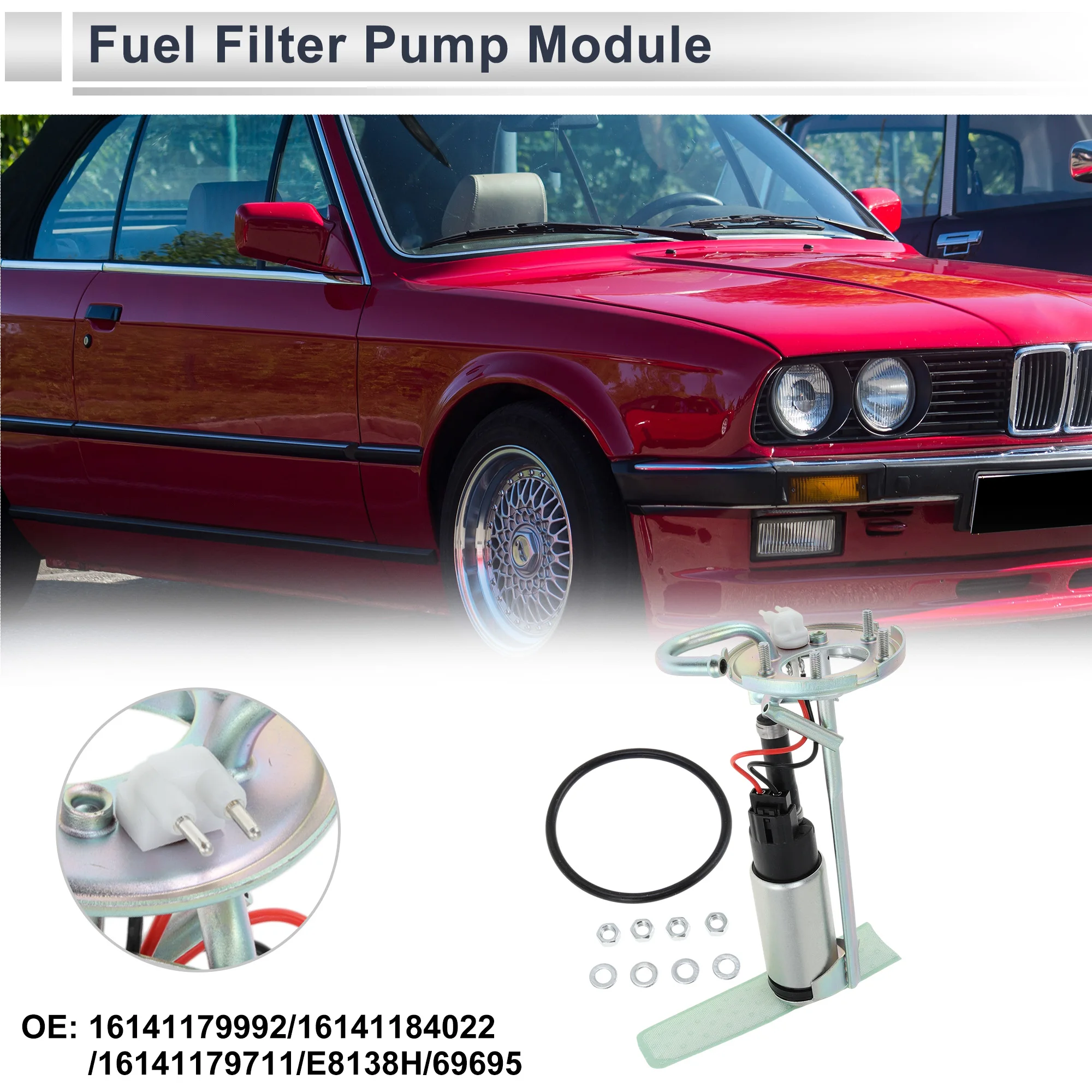 

X Autohaux Electric Fuel Pump Assembly for BMW 318i 325 325i 325is 325iX 1988-1993 1.8L 2.5L 2.7L with Strainer No.16141184022