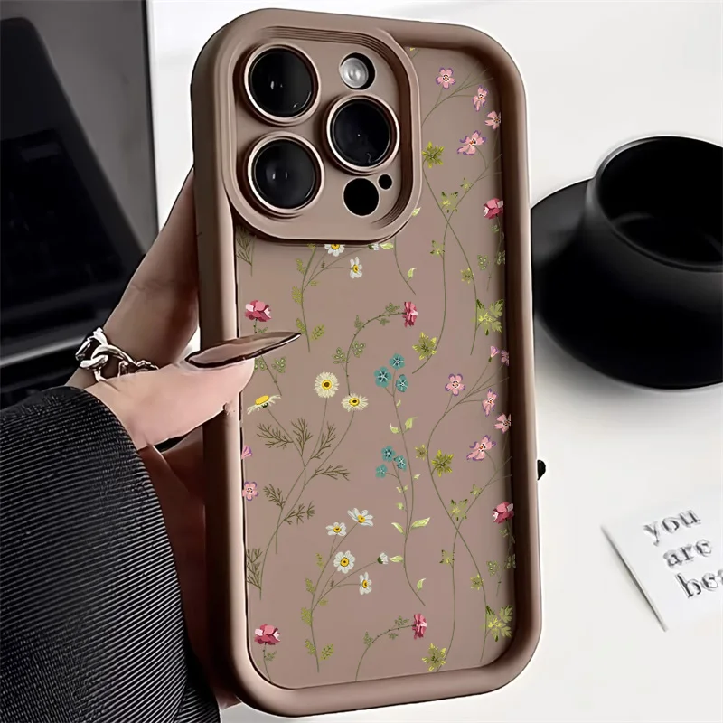 Cute Flower Phone Case For iPhone 13 Case iPhone 11 16 17 14 12 15 Pro Max 8 7 Plus XR SE Soft Matte Shockproof Silicone Cover - náhled 4