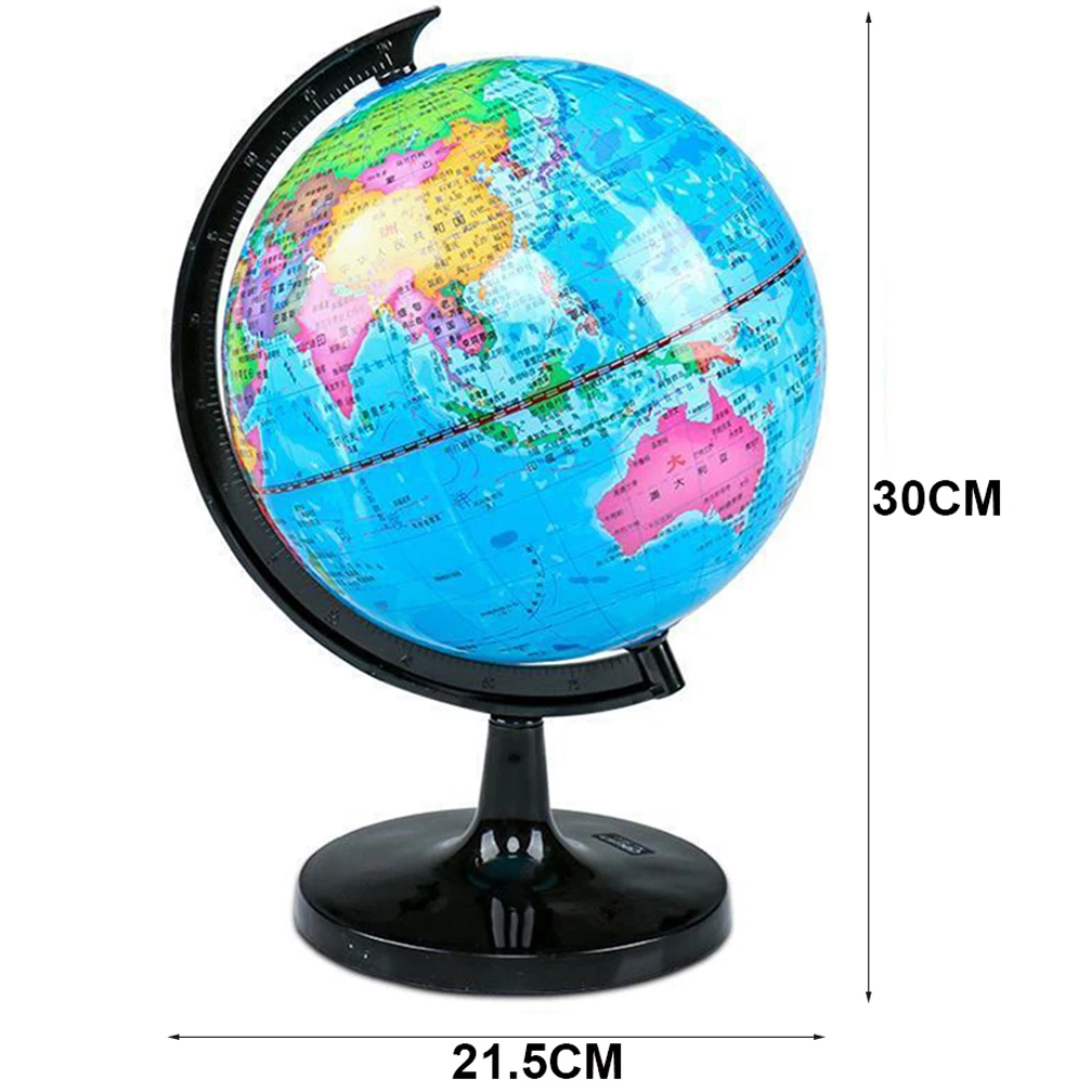 Globo per studenti rotante a 360 gradi Geografia Decorazione educativa I bambini imparano il globo Mappa terrestre del mondo Sussidi didattici 30X21.5CM