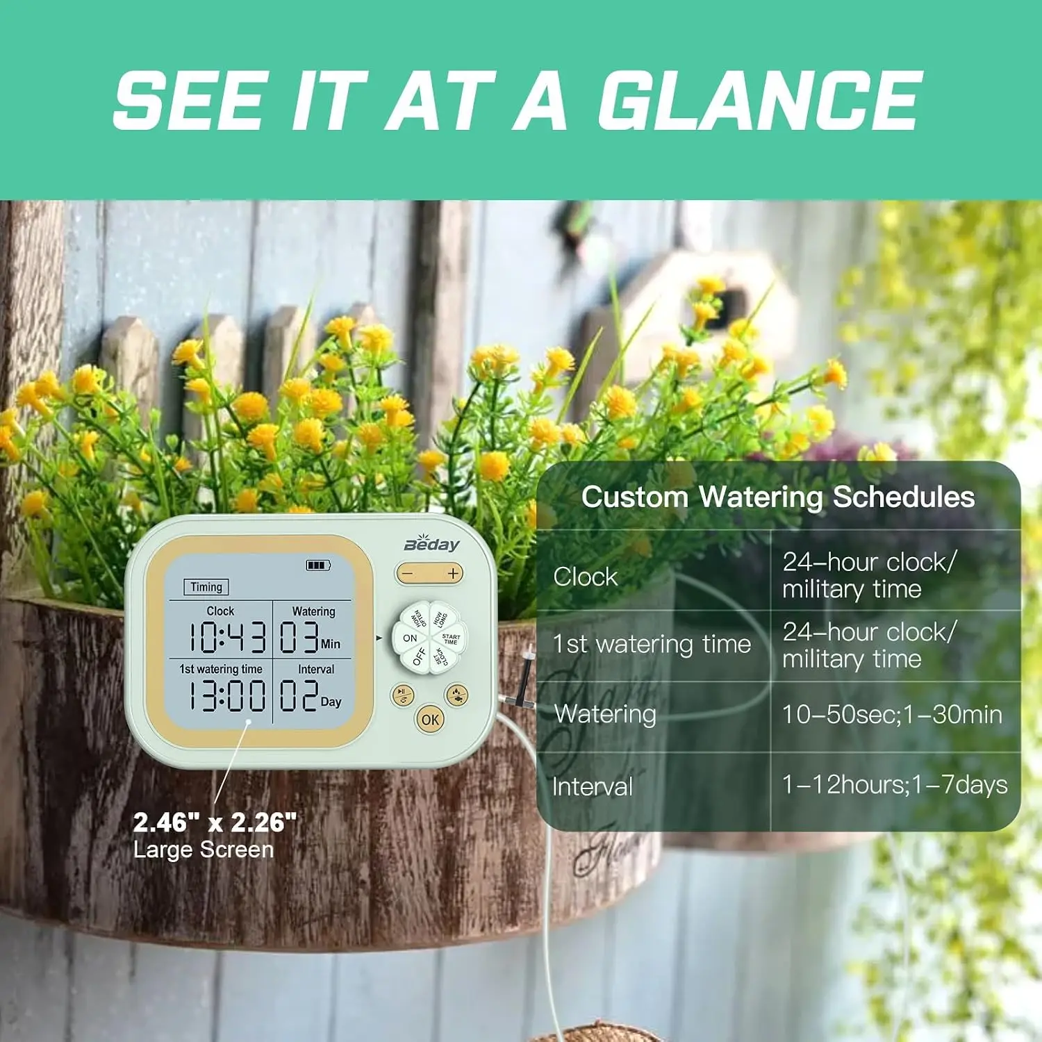 Auto Plant Watering System for 15 Pots, 2-Pack, Smart Humidity Detection, Programmable Timer - view 3