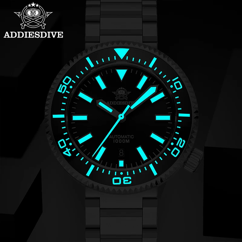 Addiesdive 8215 ساعات آلية أوتوماتيكية 1000 متر مقاوم للماء غواص ساعة الياقوت الزجاج BGW9 مضيئة السيراميك الحافة ساعة رجالية