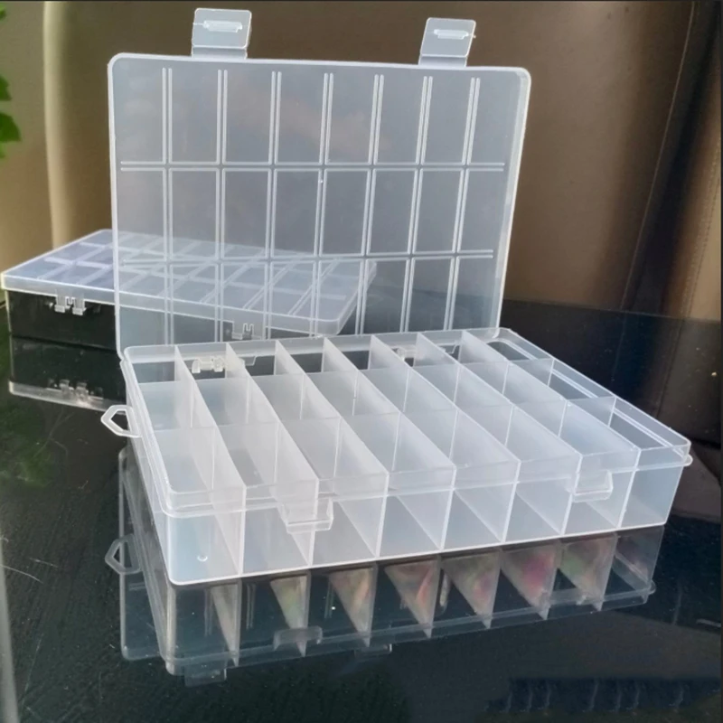 High Fixed 24-slot Transparent Jewelry Box Storage Plastic Box Transparent Organizing Storage Box