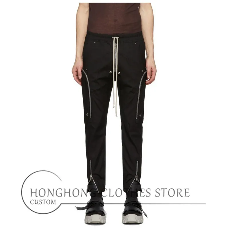 

The newly designed black and fashionable large-sized zipper decorated work pants M-6XL! Plus-size custom-made casual men's wear