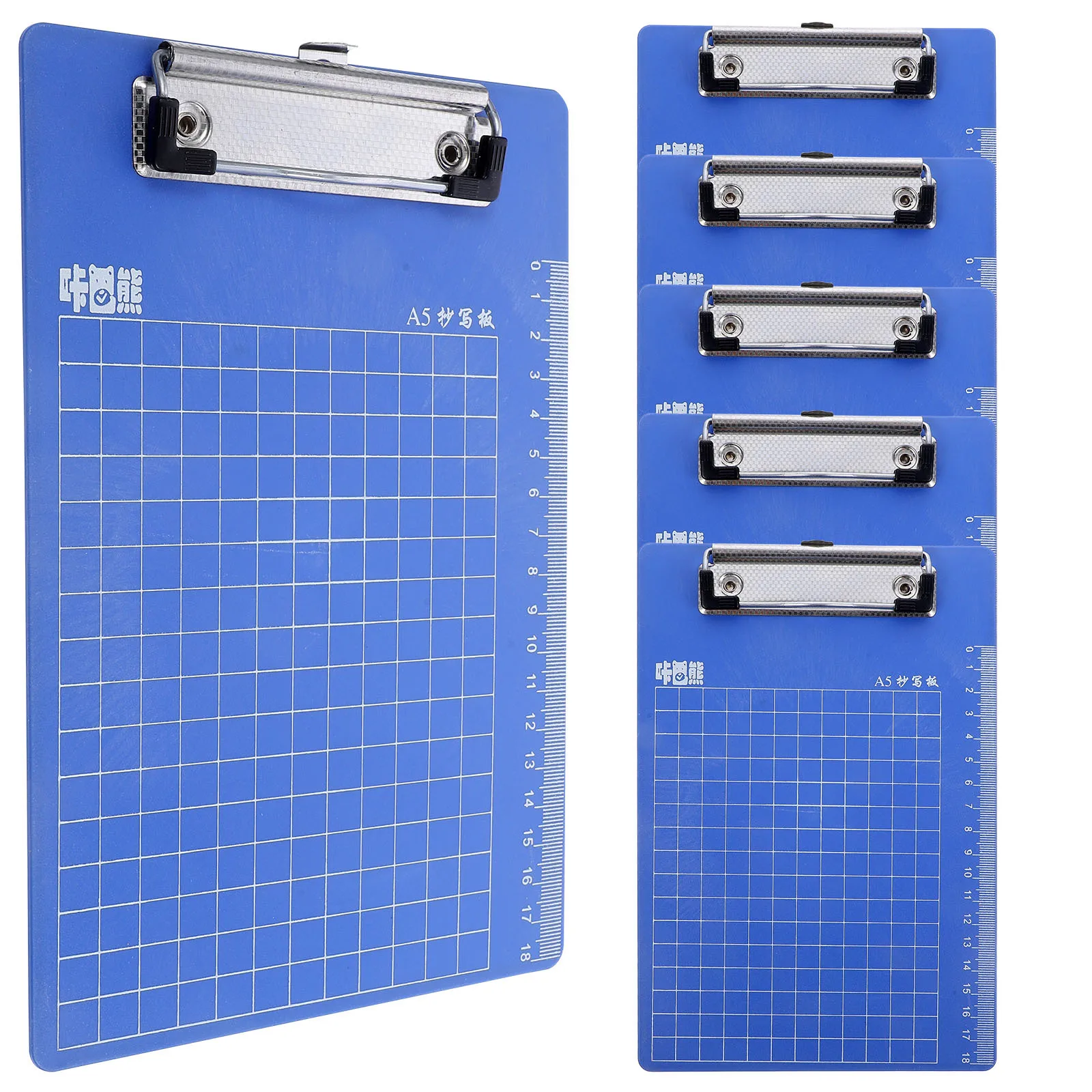 

6pcs A5 Colorful Plastic Transparent Clipboard Ruler Scale Lightweight Writing Board For School Office Medical File