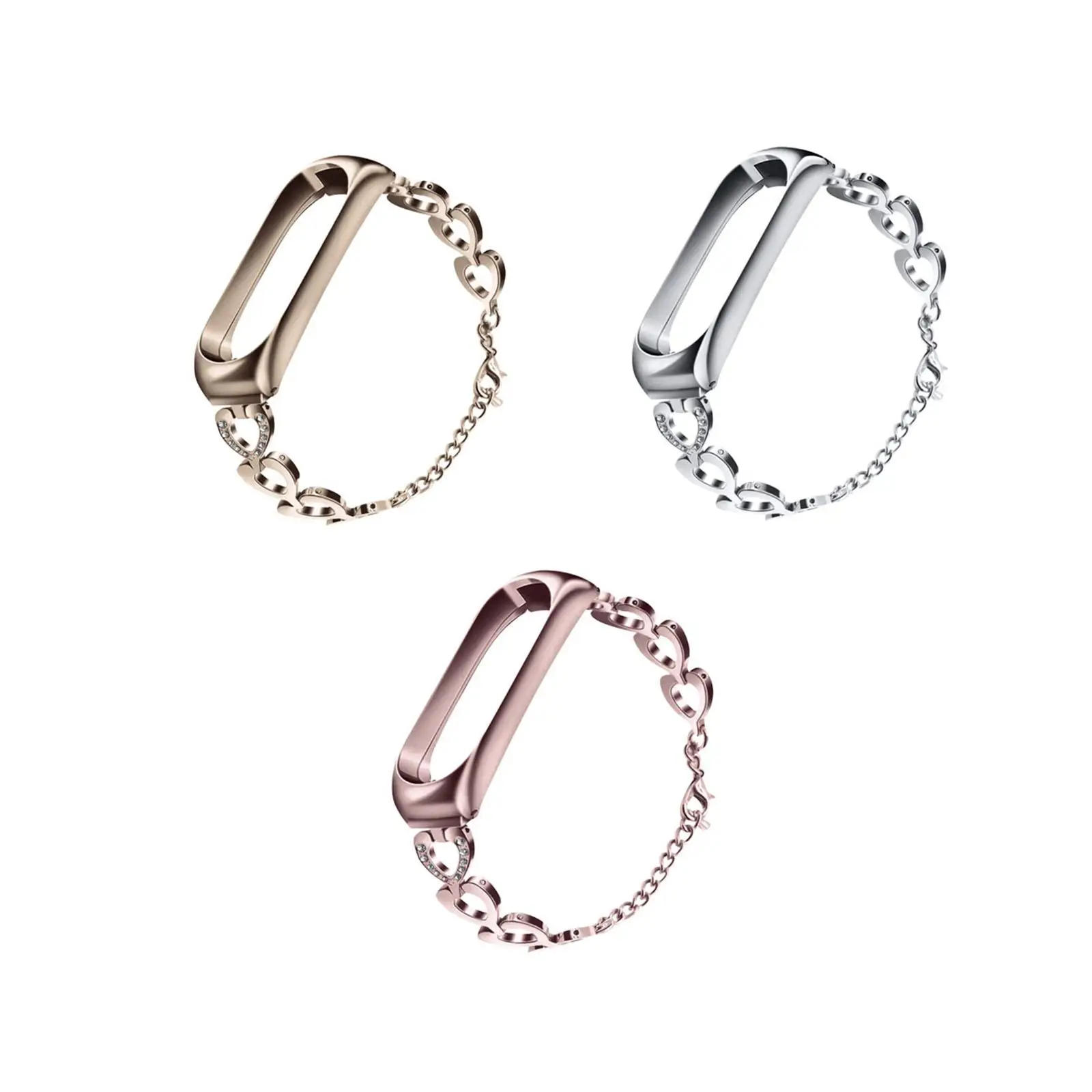 

Heart-shaped Watch Band Stainless Steel Watch Band Easy to Remove Watch Spare Parts Rustproof Practical Wristwatch Strap for Men