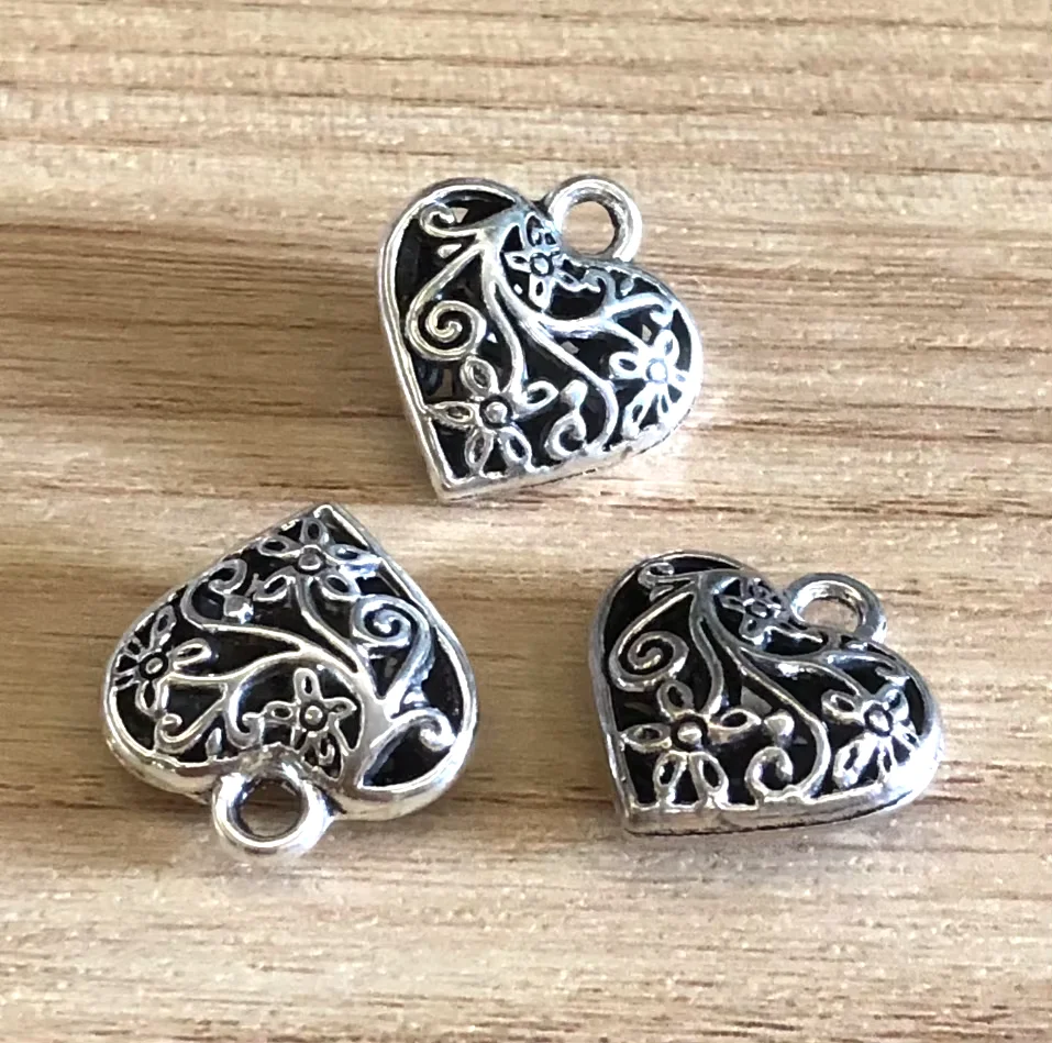 

8pcs 21*20mm Vintage hollow 3D heart design pendants for handmade accessories Zinc alloy metak HW3543