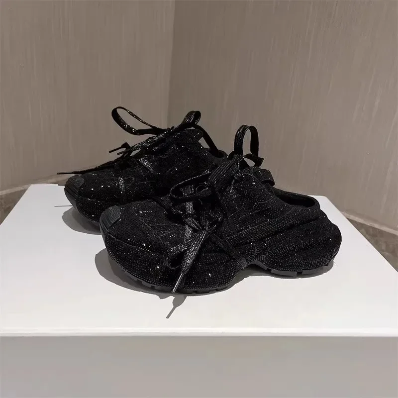 2024 jesień nowe grube dno wodne diamentowe kapcie modne zasznurowane obuwie luksusowe designerskie sportowe półkapcie Zapatillas