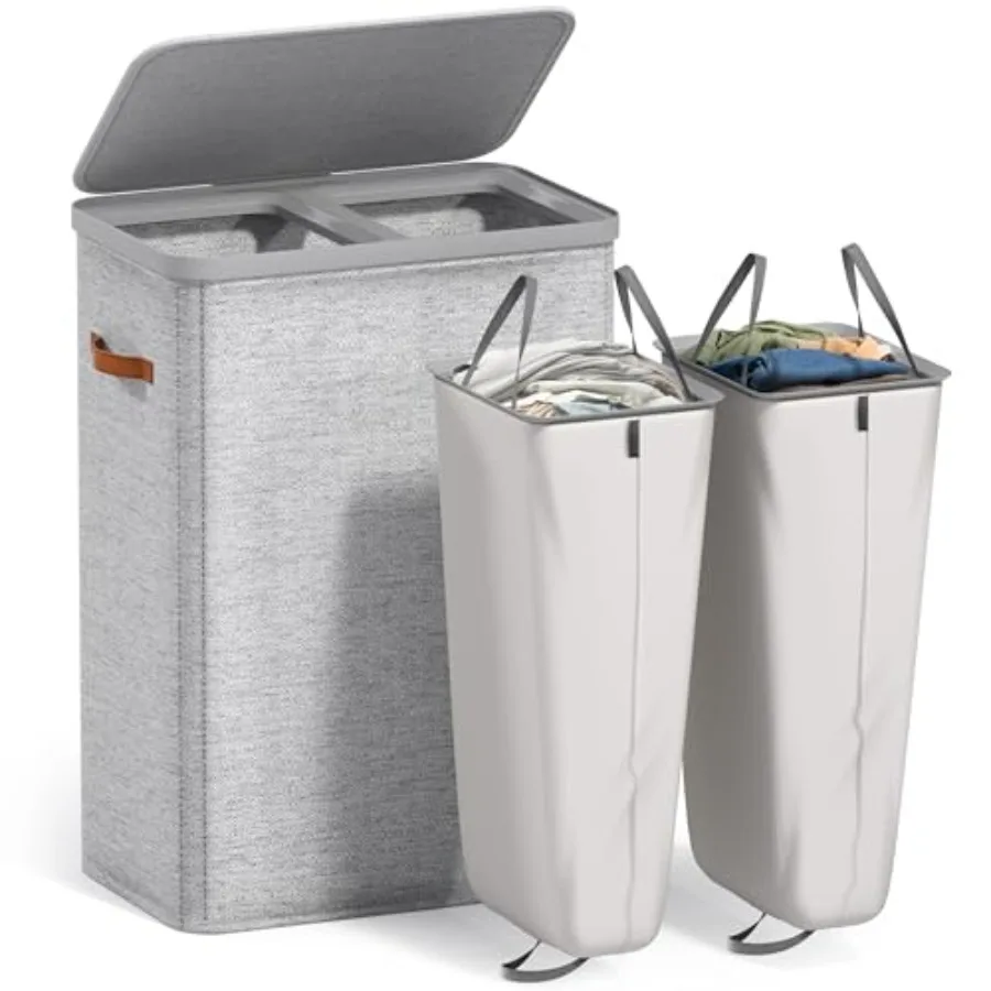 

Laundry Hamper with Lid - Collapsible - Fabric Laundry Basket with Handles and Removable Laundry Bag 45 Gallon 70 L Dirty Cloth