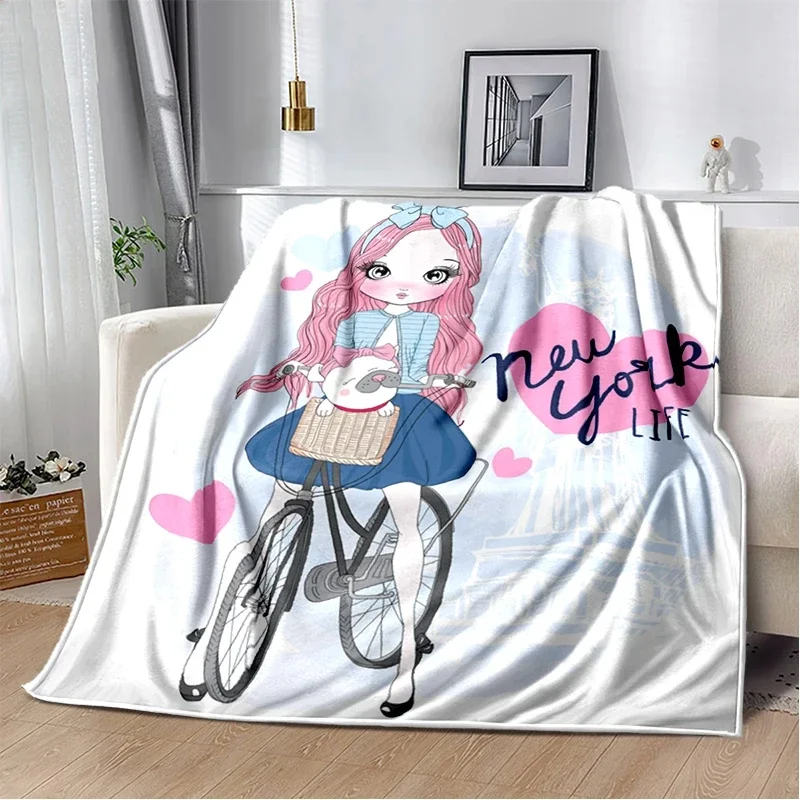 

Cartoon Girl Blanket Plush Sofa Bedroom Decor Travel Picnic Throw Blanket Cartoon Print Flannel Blanket Cover For Girl Teen Gift