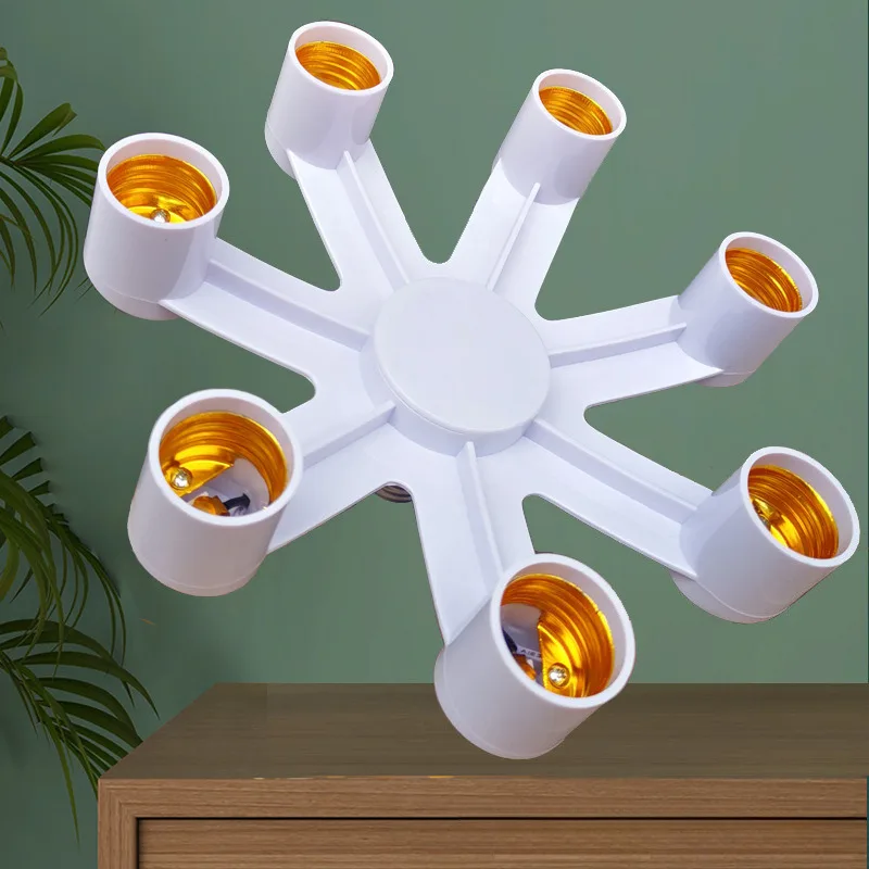 E27 to 6/7 E27 Bulb Socket Splitter 1-In-6/7 Light Lamp Holder Adapter for Photography Studio